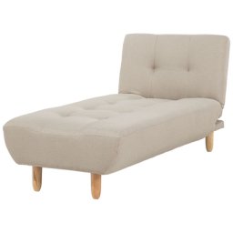 Chaiselongue Universal Beige Polsterbezug Holzfüße Klassisch Modern