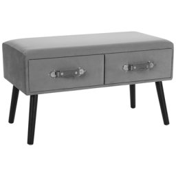 Couchtisch Grau Kunstleder 40 x 80 cm 2 Schubladen Rechteckig Modern
