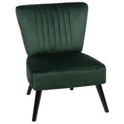Sessel Grün Samtstoff Gummibaumholz Retro Stil ohne Armlehnen Wohnzimmer