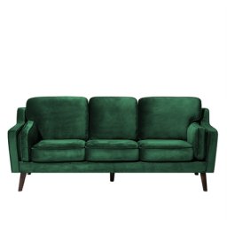 Sofa Grün Samtstoff 3-Sitzer Retro Minimalistisch Wohnzimmer