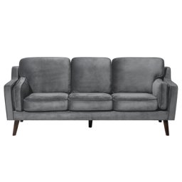 Sofa Grau Samtstoff 3-Sitzer Retro Minimalistisch Wohnzimmer