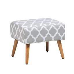 Sitzhocker Grau/Weiß Baumwolle Holzbeine Modern