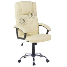 Massagesessel Beige Kunstleder Verschromtes Metall mit Heizfunktion Büro Arbeitszimmer elegant