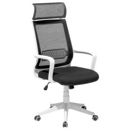 Bürostuhl Schwarz mit Weiß höhenverstellbar bequemer Drehstuhl Klassisches Design