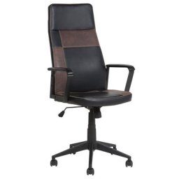 Bürostuhl Schwarz mit Braun aus Kunstleder höhenverstellbar mit strapazierfähigen Bezug Bürostuhl klassische Form Modernes Design