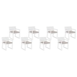 Sitzkissen Set für Stuhl Taupe Polsterbezug 8 Stück Garten Gartenmöbel Gartenstuhl