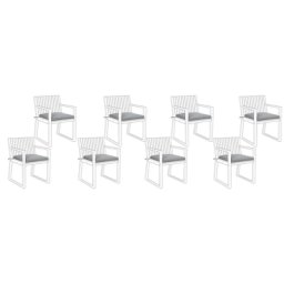 Sitzkissen Set für Stuhl Grau Polsterbezug 8 Stück Garten Gartenmöbel Gartenstuhl