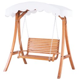 Hollywoodschaukel beige Lärchenholz Sonnendach Outdoor Terrasse
