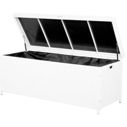 Auflagenbox weiß Rattan 158x63 cm Garten Terrasse
