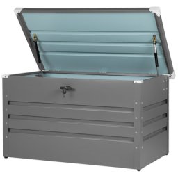 Auflagenbox grau Metall 132x62 cm Garten Terrasse