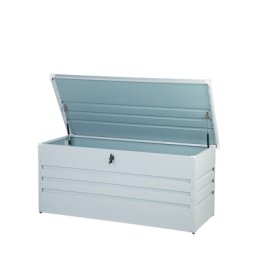 Auflagenbox hellgrau Metall 132x62 cm Garten Terrasse