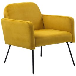 Cocktailsessel Gelb Polsterbezug aus Samtstoff mit Metallgestell in Schwarz Glamouröser Edler Stil