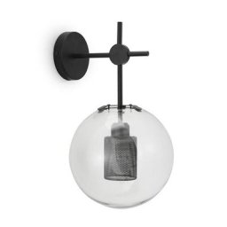 Wandleuchte OBSIDIAN - Wandleuchte, Glas & schwarzes Metall, H44,5