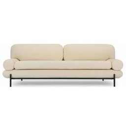 3-Sitzer-Sofa OMNYA - 3-Sitzer Sofa, Bouclé Stoff in Weiß & schwarzes Metall, B220