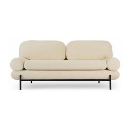 2-Sitzer-Sofa OMNYA - 2-Sitzer Sofa, Bouclé Stoff in Weiß & schwarzes Metall, B170