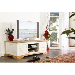 Mexico TV-Kommode Tisch, Pinie weiss / honig, Landhausstil shabby Möbel