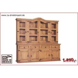XXL Mexico Buffet Vitrine Schrank, Pinie massiv, Landhausstil