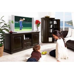 TV-Schrank MEXICO Kolonialstil, Fernsehtisch, TV-Kommode, TV-Bank, schwarz-braun lackiert