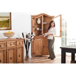 Mexico Eckvitrine Eckschrank, Pinie honigfarben