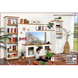 Bücherregal, Regal MEXICO Shabby Chic, weiß-natur