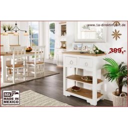 Mexico Konsole Anrichte Beistelltisch, weiss / honig, Landhausstil shabby Möbel
