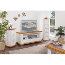 TV-Kommode Fernsehtisch Shabby Chic Landhausstil, Pinie weiß