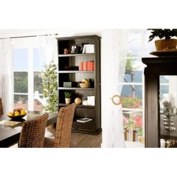 Kolonialstil Bücherregal Aktenregal, schwarz-braun lackiert, MEXICO KOLONIAL, montiert