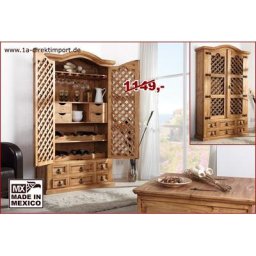 Orig. Mexico Barschrank, Pinie massiv, montiert