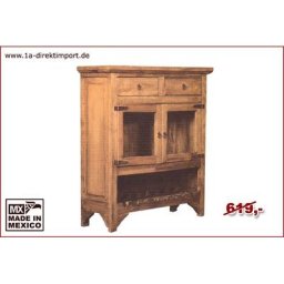 Original Mexico Barschrank - 2 Glastüren, Pinie massiv