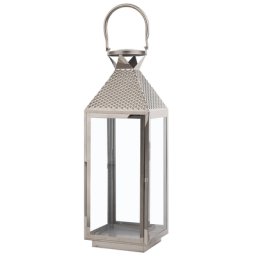 Laterne Silber 18 x 55 cm Edelstahl Dekorativ Rechteckig Klassisch