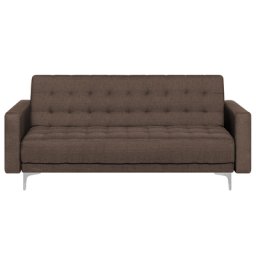 3-Sitzer Sofa Polsterbezug Braun mit gestepptem Bezugsstof und Schlaffunktion Rechteckig Modernes Design