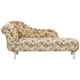 Chaiselongue Nimes Stoff Blumenmuster Linksseitig Holz Chesterfield Style