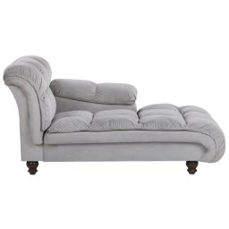 Chaiselongue Linksseitig Hellgrau Samtstoff Holzfüße Zeitgenössisch
