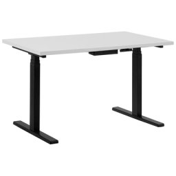 Schreibtisch Weiß mit Schwarz 130 x 72 cm aus Spanplatte und Stahl Elektrisch Höhenverstellbar Rechteckig Modern