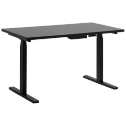 Schreibtisch Schwarz 130 x 72 cm aus Spanplatte und Stahl Elektrisch Höhenverstellbar Rechteckig Modern