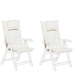 Auflage für Gartenstuhl Cremeweiß Polsterbezug 2er Set Gartenmöbel