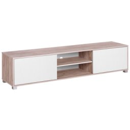 TV Möbel Heller Holzfarbton Weiß Faserplatte Polypropylen 41 x 180 x 37 cm Skandinavisch Elegant Trendy Multifunktional Wohnzimmer