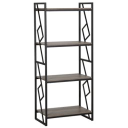 Regal Dunkler Holzfarbton Schwarz Spanplatte Metall 143 x 64 x 40 cm Industriell Trendy Praktisch 4 Fächer Viel Stauraum Wohnzimmer