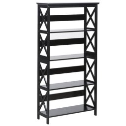Regal Schwarz MDF Platte 152 x 80 x 30 cm Rustikal Klassisch Dekorativ 4 Fächer Viel Stauraum Wohnzimmer