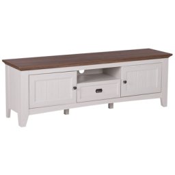 TV Möbel Dunkler Holzfarbton Creme MDF Platte Spanplatte Metall 54 x 160 x 40 cm Rustikal Elegant Funktional Viel Stauraum Wohnzimmer