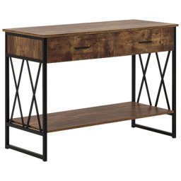 Konsolentisch Braun Schwarz 46 x 107 cm 2 Schubladen Holzoptik Industriell