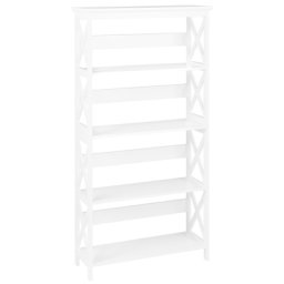 Regal Weiß MDF Platte 152 x 80 x 30 cm Modern legant Dekorativ Praktisch 4 Fächer Viel Stauraum Wohnzimmer