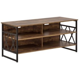 TV Möbel Braun Holzoptik Faserplatte Metall 57 x 120 x 51 cm Rustikal Modern Multifunktional Viel Stauraum Wohnzimmer