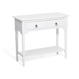 Konsolentisch Weiß 38 x 91 cm 2 Schubladen MDF Tischplatte Gefärbt Rechteckig Landhausstil