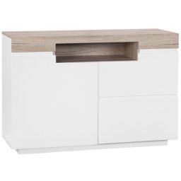 Kommode weiß/heller Holzfarbton MDF Platte 76 x 90 x 40 cm Modern Skandinavisches Design Viel Stauraum Wohnzimmer