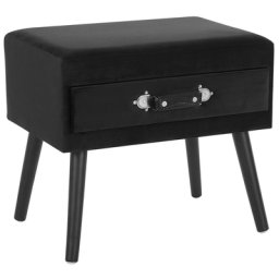 Nachttisch Schwarz Samtstoff Kiefernholz 46 x 50 x 35 cm Modern Lustig Koffer Optik Schlafzimmer