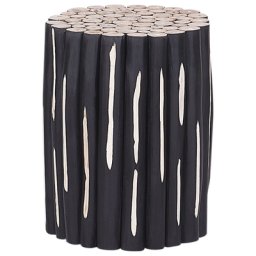 Nachttisch Schwarz Beige Teakholz 40 x 30 x 30 cm Landhausstil Rund Multifunktional Naturell Schlafzimmer