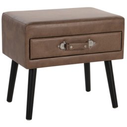 Nachttisch Braun Kunstleder Kiefernholz 46 x 50 x 35 cm Modern Lustig Koffer Optik Schlafzimmer