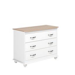 Kommode Weiß Eichenholzfurnierte MDF Platte 78 x 100 x 45 cm Retro Geräumige Schubladen Alle Wohnbereiche
