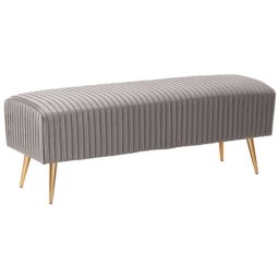 Bank Hellgrau Samtstoff 100% Polyester Metallbeine Retro Modern